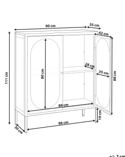 Credenza espositiva in vetro SARRE Metallo 90 cm Nero