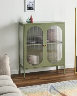 Credenza espositiva in vetro SARRE Metallo 90 cm Verde