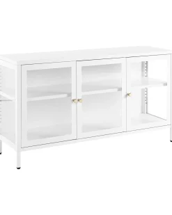 Credenza espositiva in vetro LED NEWPORT Metallo 115 cm Bianco