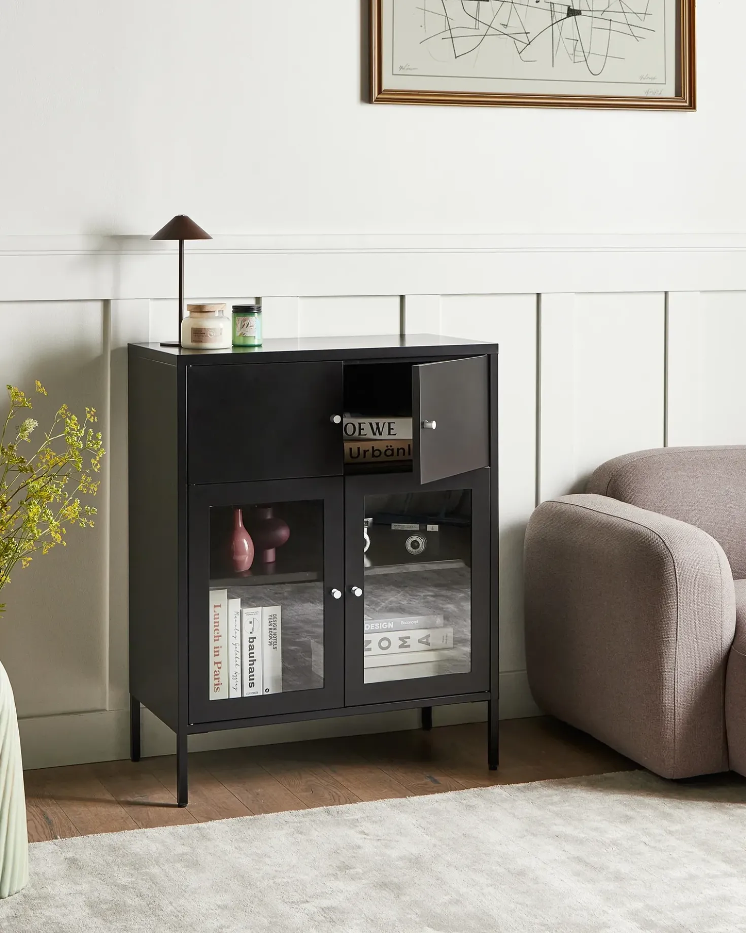 Credenza espositiva in vetro ESHOLT Metallo 80 cm Nero