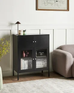 Credenza espositiva in vetro ESHOLT Metallo 80 cm Nero