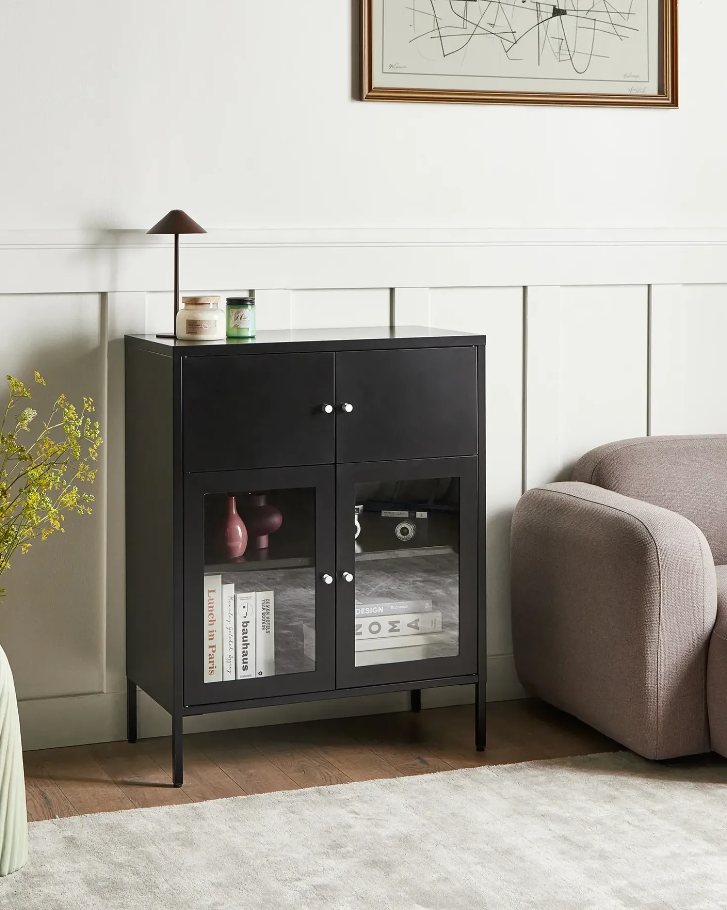 Credenza espositiva in vetro ESHOLT Metallo 80 cm Nero
