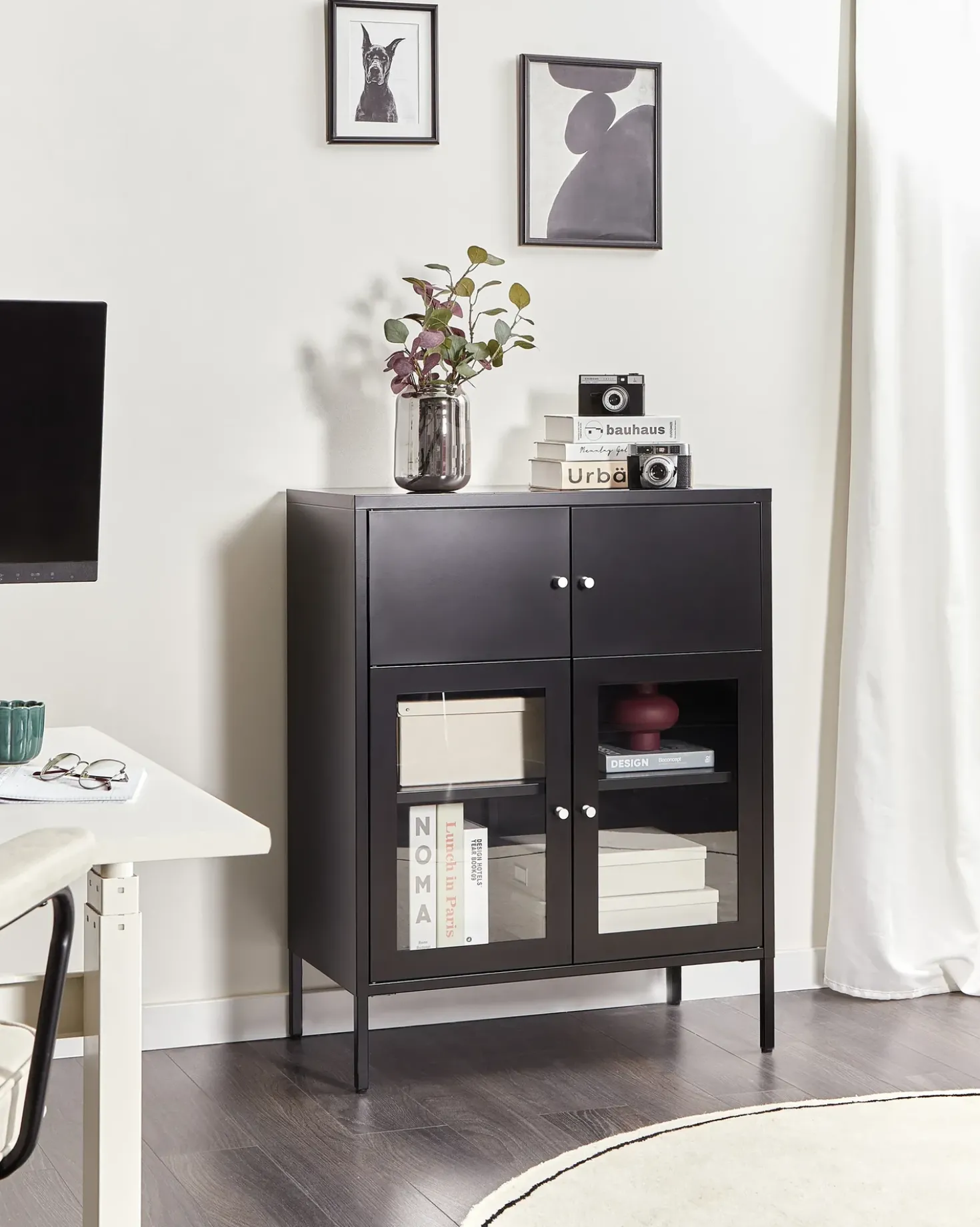 Credenza espositiva in vetro ESHOLT Metallo 80 cm Nero