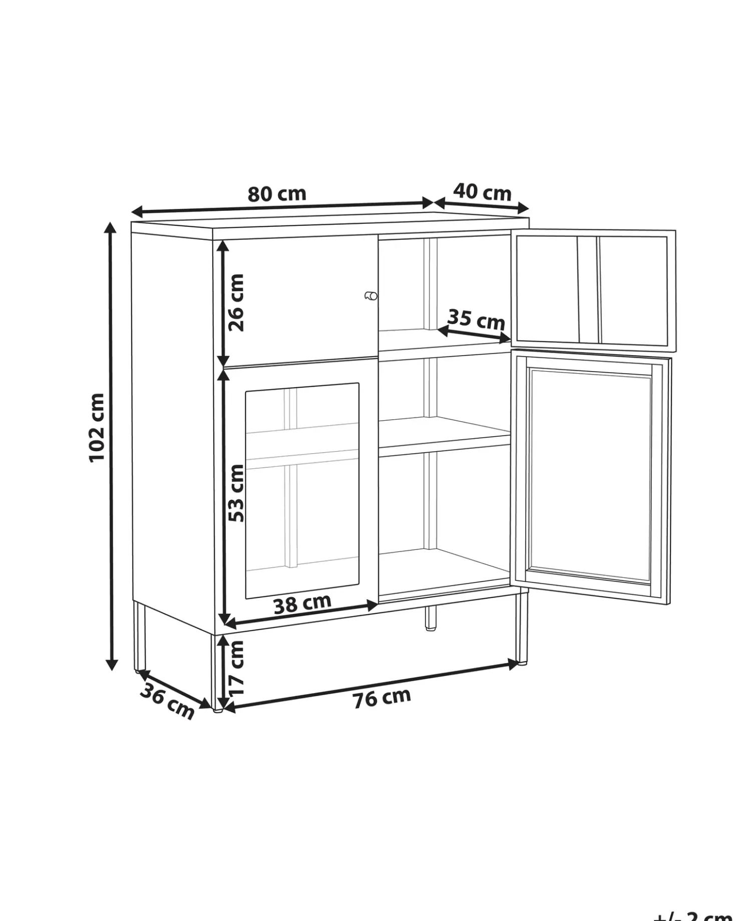 Credenza espositiva in vetro ESHOLT Metallo 80 cm Nero