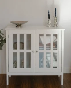 Credenza espositiva in vetro MIRAM 80 cm Bianco