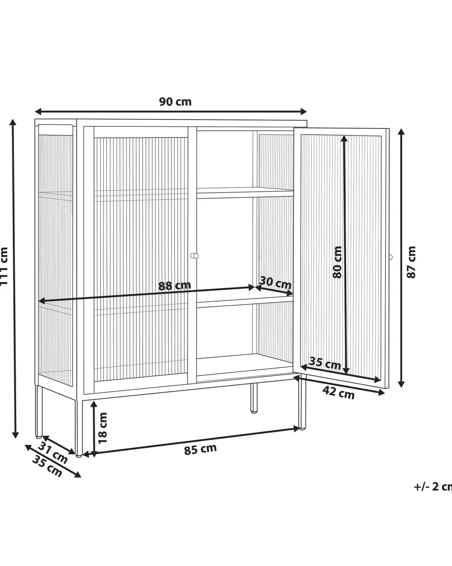Credenza espositiva in vetro LERRYN Metallo 90 cm Verde