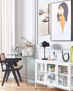 Credenza espositiva in vetro NEWPORT Metallo 115 cm Bianco