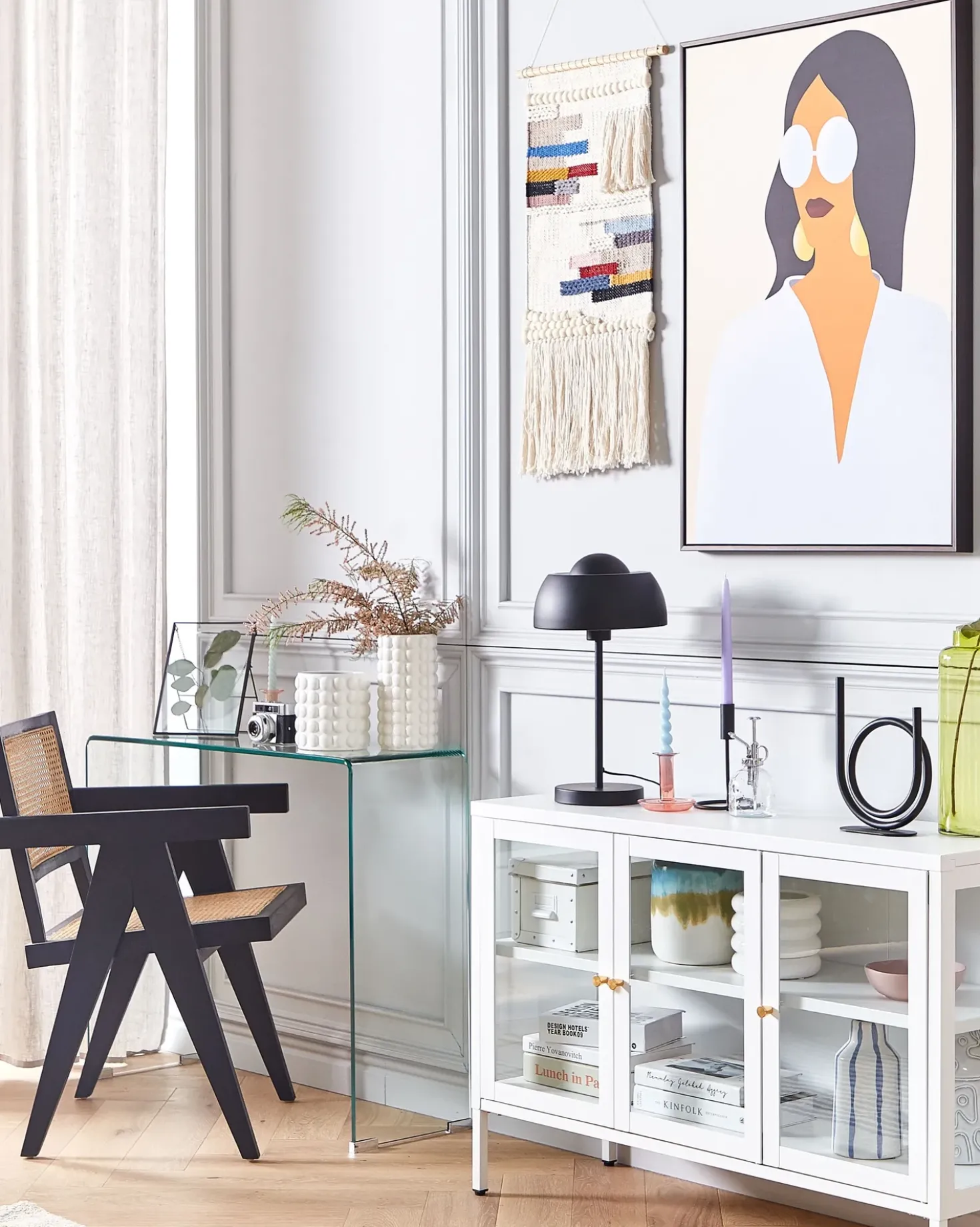 Credenza espositiva in vetro NEWPORT Metallo 115 cm Bianco