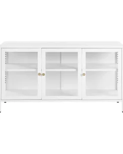 Credenza espositiva in vetro NEWPORT Metallo 115 cm Bianco