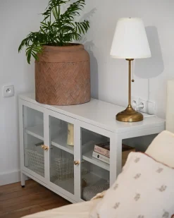 Credenza espositiva in vetro NEWPORT Metallo 115 cm Bianco