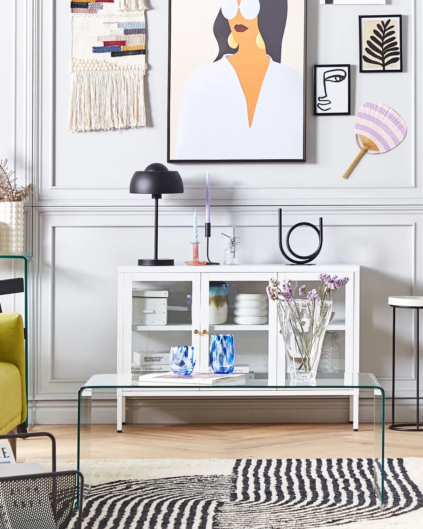 Credenza espositiva in vetro NEWPORT Metallo 115 cm Bianco