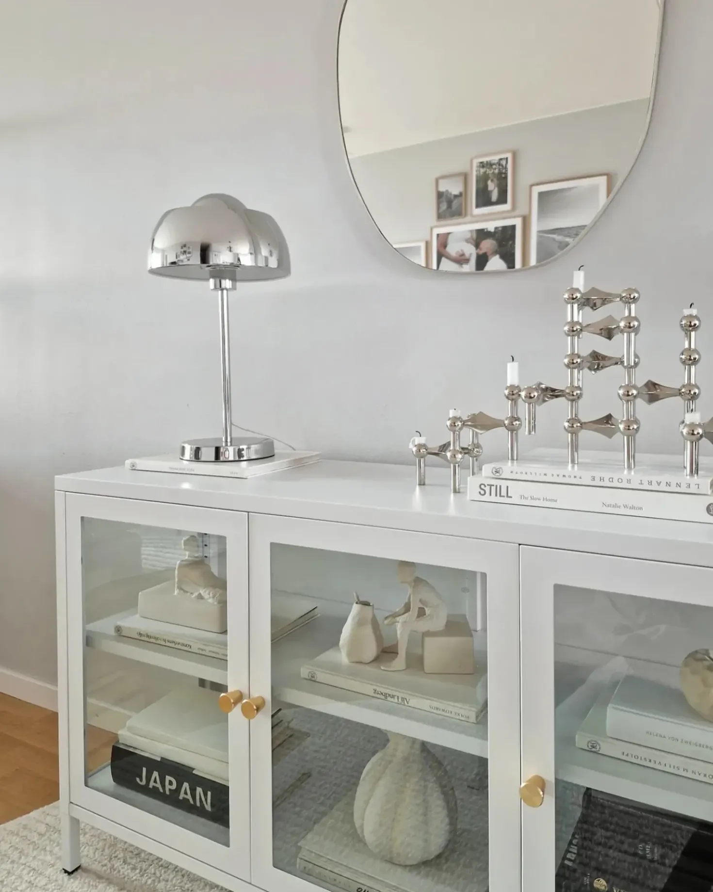 Credenza espositiva in vetro NEWPORT Metallo 115 cm Bianco