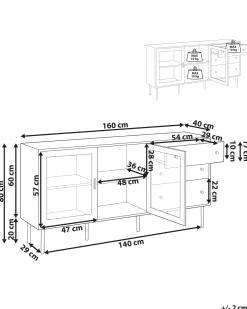 Credenza espositiva in vetro MILORA 160 cm Bianco