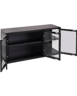 Credenza in vetro con illuminazione a LED NEWPORT Metallo 115 cm Nero