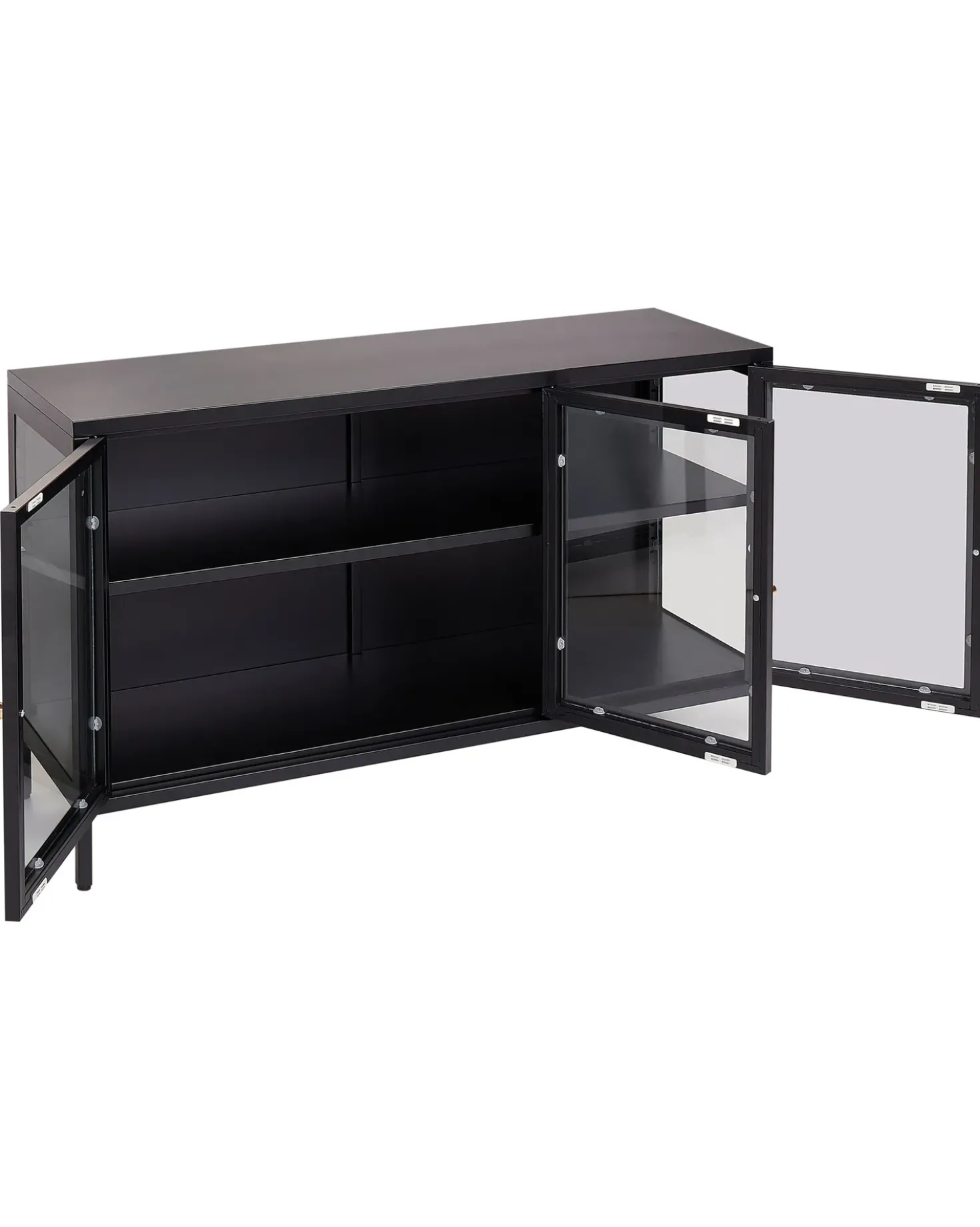 Credenza in vetro con illuminazione a LED NEWPORT Metallo 115 cm Nero