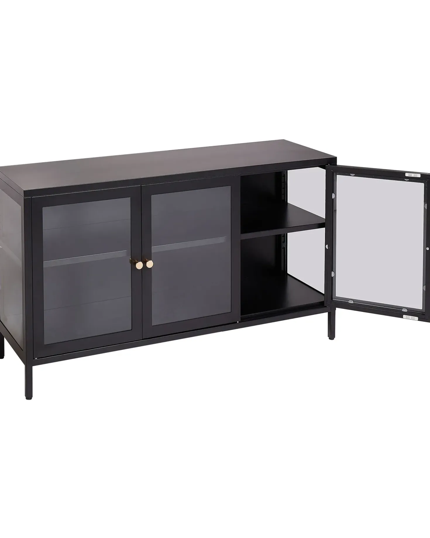 Credenza in vetro con illuminazione a LED NEWPORT Metallo 115 cm Nero