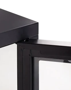 Credenza in vetro con illuminazione a LED NEWPORT Metallo 115 cm Nero