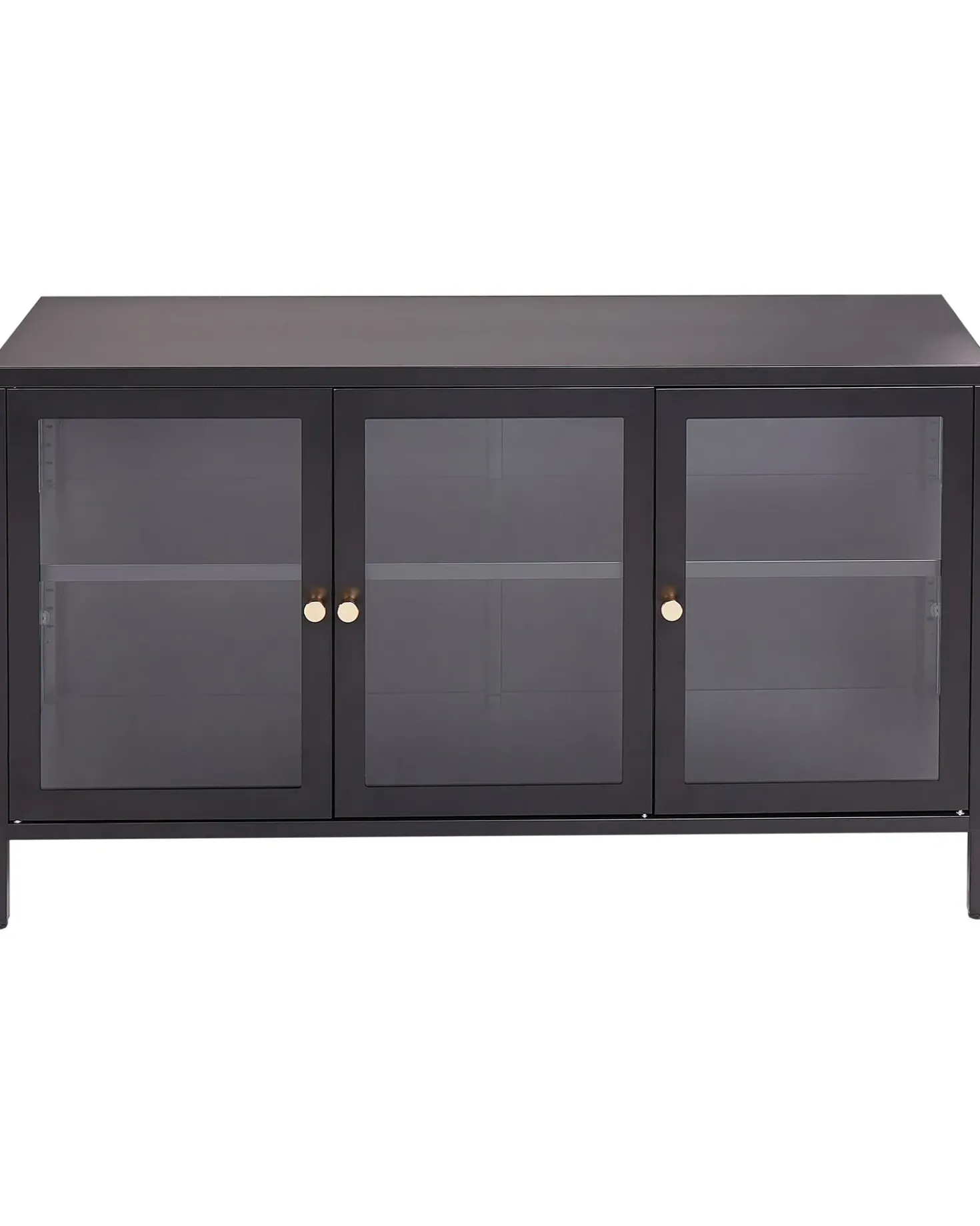 Credenza in vetro con illuminazione a LED NEWPORT Metallo 115 cm Nero