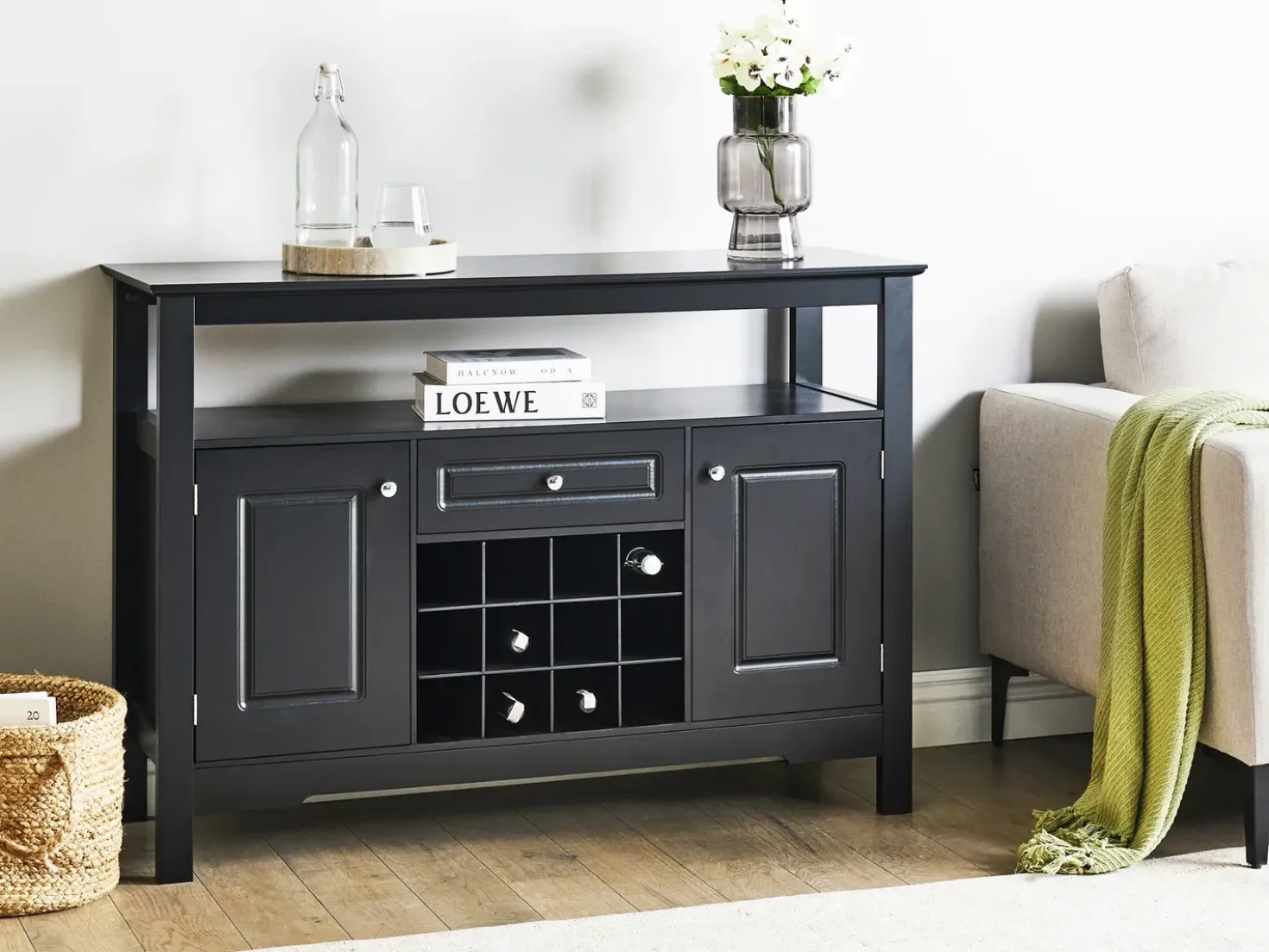 Credenza portavini TIMBOON Nero