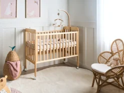 Culla per bambini Legno di pino BODMIN 60 x 120 cm con ruote Marrone chiaro