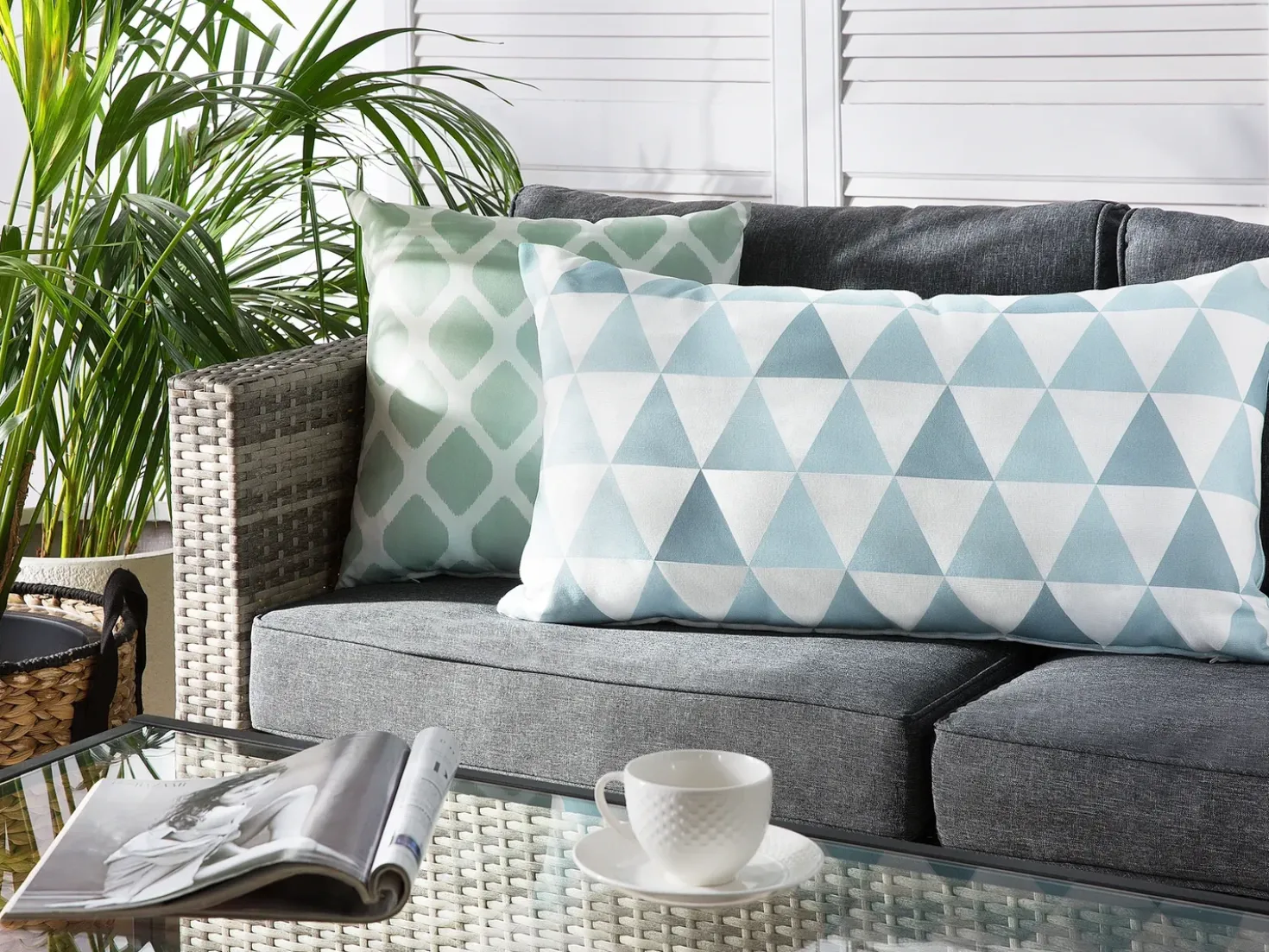 Cuscino da esterno TRIFOS Trama geometrica 40 x 70 cm Blu