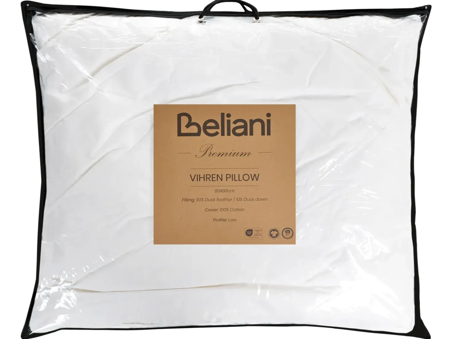 Cuscino da letto VIHREN Basso Piuma e piumino d'anatra 80 x 80 cm Bianco