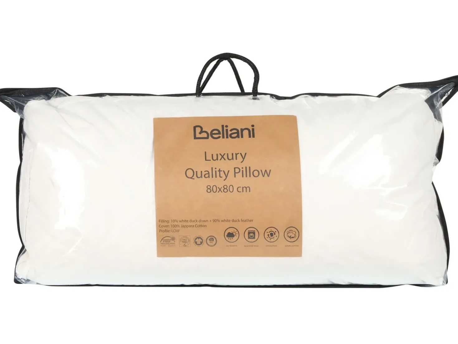 Cuscino da letto VIHREN Basso Piuma e piumino d'anatra 80 x 80 cm Bianco