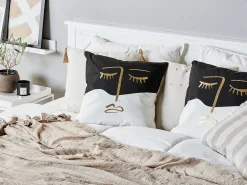 Cuscino decorativo ABELIA Cotone 45 x 45 cm Nero/Bianco Trama astratta