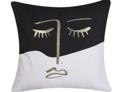 Cuscino decorativo ABELIA Cotone 45 x 45 cm Nero/Bianco Trama astratta