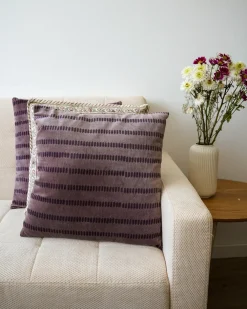 Cuscino decorativo AGAPANTHUS Velluto 45 x 45 cm Rosa A strisce