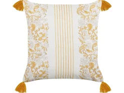 Cuscino decorativo BILOBA Cotone 45 x 45 cm Giallo Trama floreale