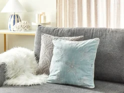 Cuscino decorativo CERAMIUM Velluto 45 x 45 cm Azzurro Trama floreale
