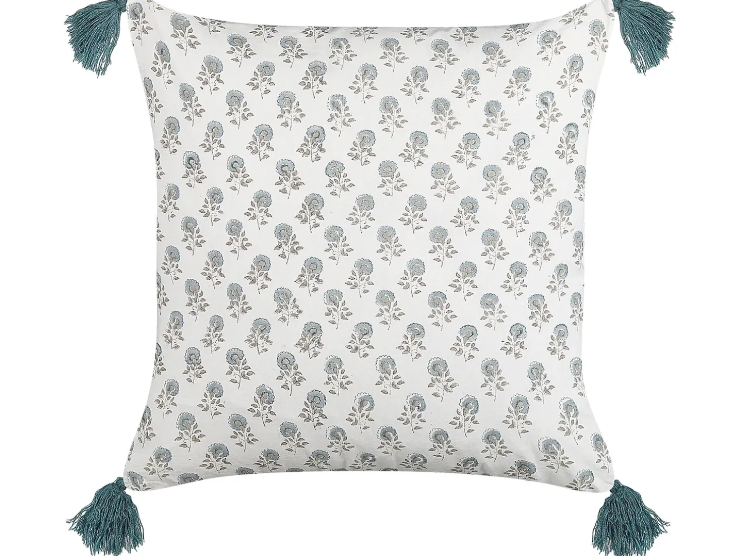 Cuscino decorativo CORNUS Cotone 45 x 45 cm Blu Trama floreale