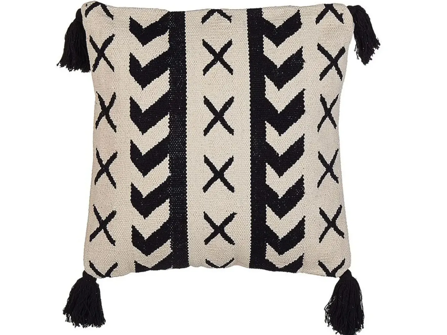 Cuscino decorativo DEADNETTLE Cotone 45 x 45 cm Beige Trama geometrica