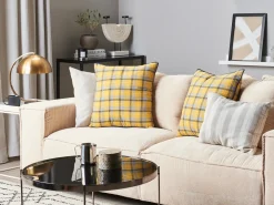 Cuscino decorativo DICENTRA 45 x 45 cm Giallo Trama a scacchi