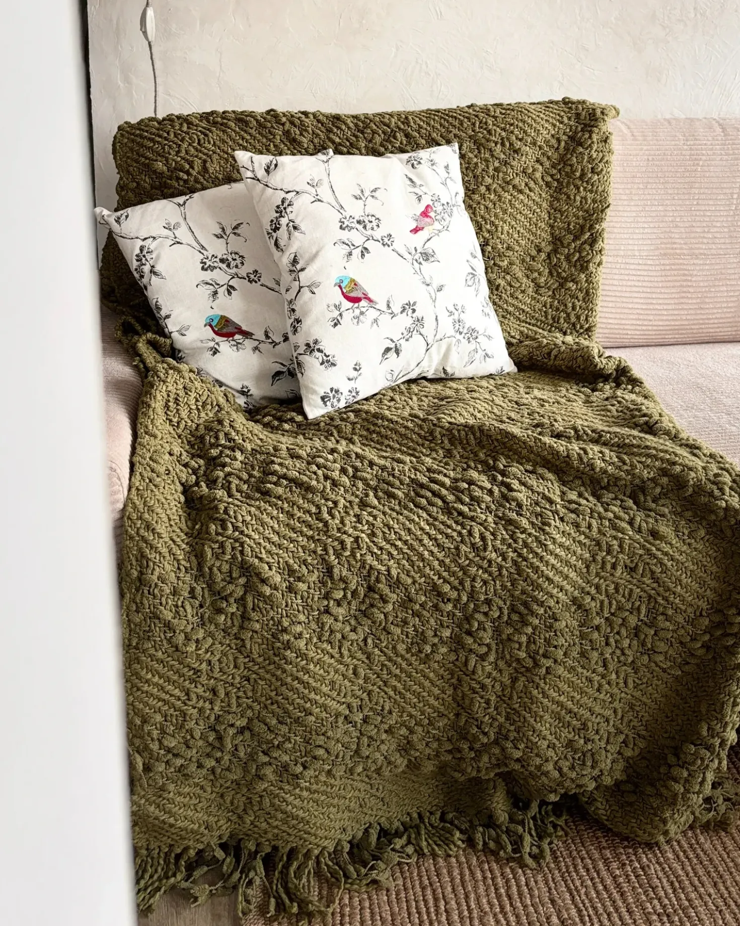 Cuscino decorativo DILLENIA Cotone 45 x 45 cm Bianco