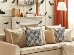 Cuscino decorativo FANATE Velluto 45 x 45 cm Grigio Trama astratta