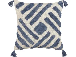 Cuscino decorativo JACARANDA Cotone 45 x 45 cm Blu Trama geometrica