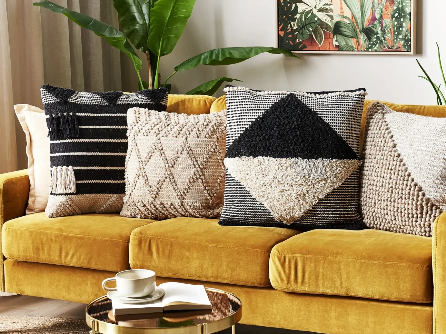 Cuscino decorativo KHORA Cotone 50 x 50 cm Nero Trama geometrica