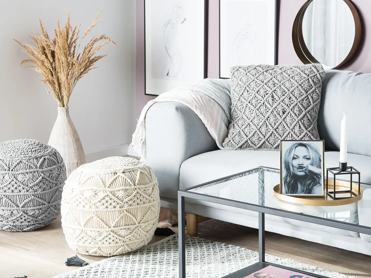 Cuscino decorativo KIZKALESI Cotone 45 x 40 cm Grigio Trama geometrica