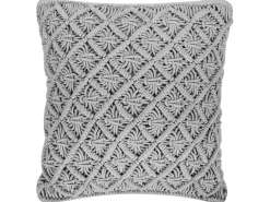 Cuscino decorativo KIZKALESI Cotone 45 x 40 cm Grigio Trama geometrica