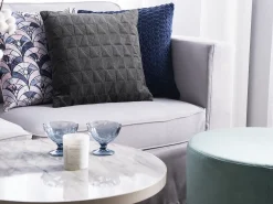 Cuscino decorativo LALAM Cotone 45 x 45 cm Grigio Trama Chevron