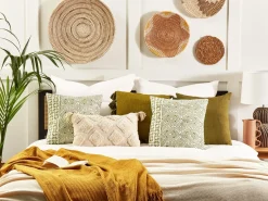 Cuscino decorativo LARICS Cotone 45 x 45 cm Verde Trama orientale