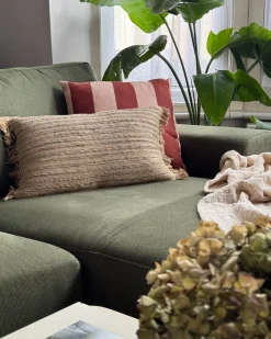 Cuscino decorativo LEDUM Iuta 30 x 50 cm Beige A strisce
