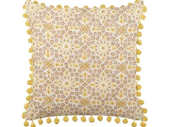 Cuscino decorativo LYCROIS Cotone 45 x 45 cm Giallo Trama floreale