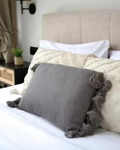 Cuscino decorativo LYTHRUM Cotone 55 x 35 cm Grigio scuro Tinta unita