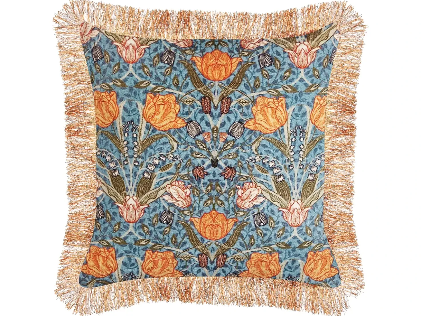 Cuscino decorativo MITELLA Velluto 45 x 45 cm Blu Trama floreale