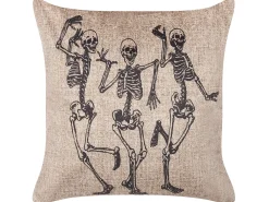 Cuscino decorativo MORTESTI Velluto 45 x 45 cm Beige chiaro Trama astratta