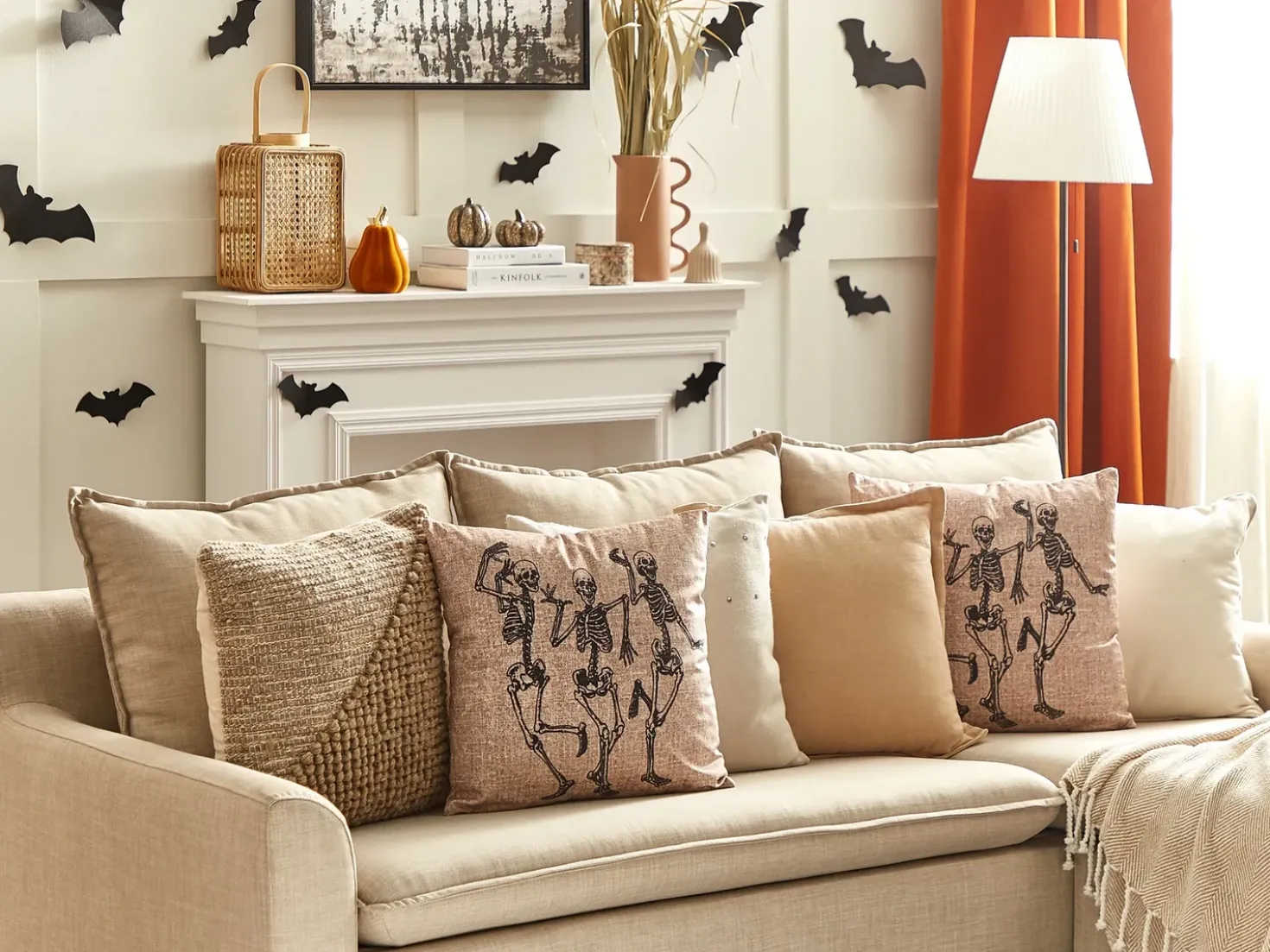 Cuscino decorativo MORTESTI Velluto 45 x 45 cm Beige chiaro Trama astratta