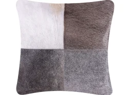 Cuscino decorativo NELLAD Pelle naturale 45 x 45 cm Grigio Patchwork